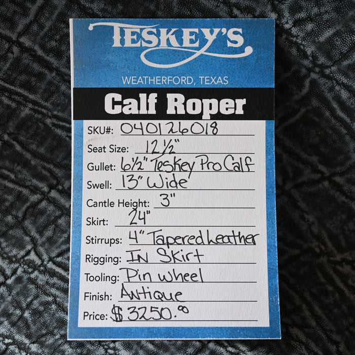 12.5" TESKEY'S CALF ROPING SADDLE Saddles - New Teskey's Saddlery