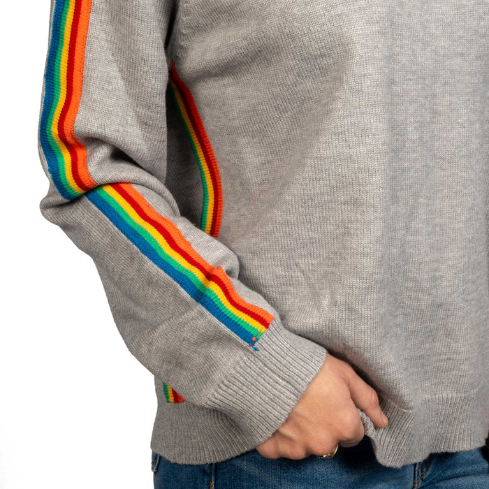 Heather Grey Rainbow Contrast Sweater WOMEN - Clothing - Sweaters & Cardigans Jodifl