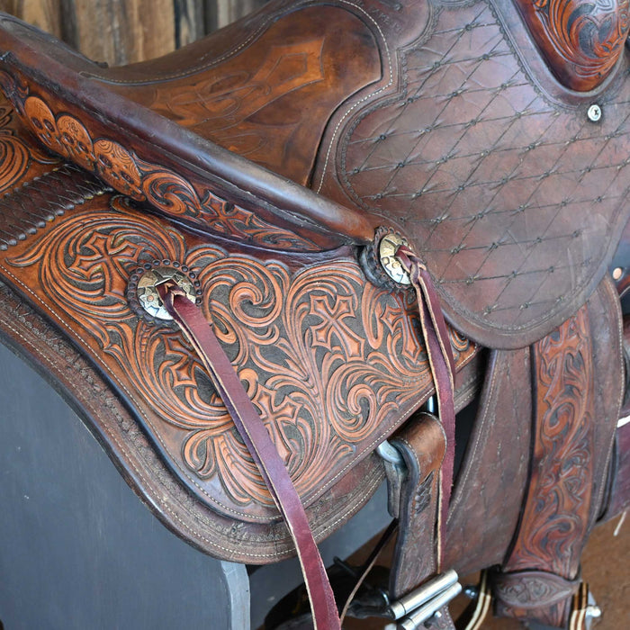 14.5" USED WAYLON WIKE TEAM ROPING SADDLE