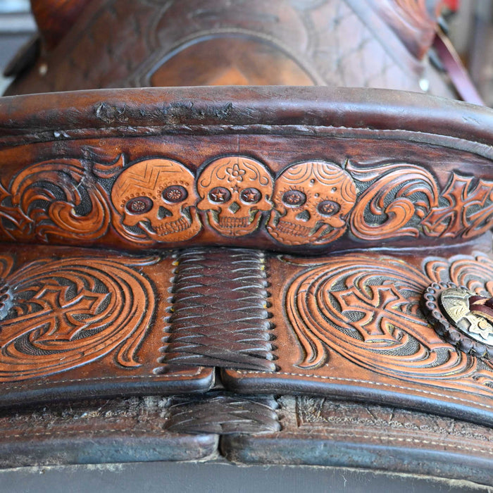 14.5" USED WAYLON WIKE TEAM ROPING SADDLE