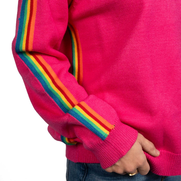 Fuchsia Rainbow Contrast Sweater WOMEN - Clothing - Sweaters & Cardigans Jodifl