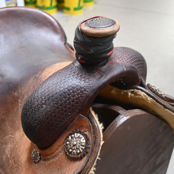 15.5" USED PATRICK SMITH ROPING SADDLE Saddles - Used Patrick Smith