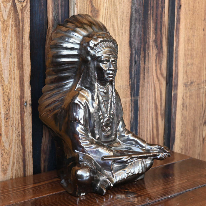 Vintage Ceramic Indian Chief w/Peace Pipe