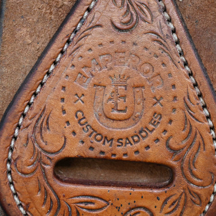 15.5" USED EMPEROR CUSTOM TEAM ROPING SADDLE
