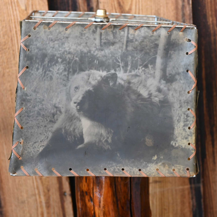 Vintage Wood Lamp w/ Bear Shade