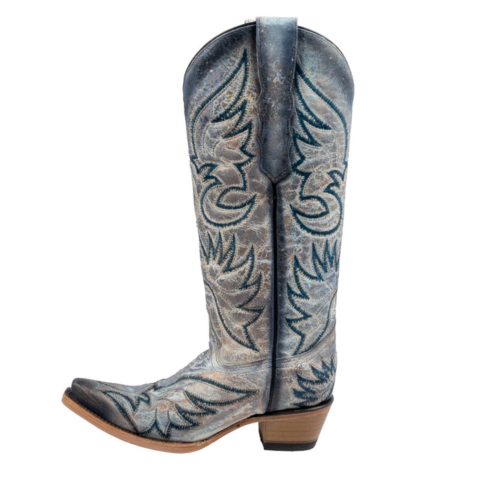 Corral Women's Tall Blue Crackled Embroidery Western Boot WOMEN - Footwear - Boots - Western Boots Corral Boots