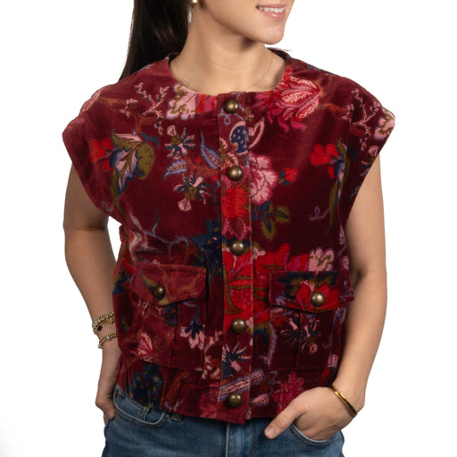 Ivy Jane Floral Velveteen Wine Vest WOMEN - Clothing - Outerwear - Vests Ivy Jane