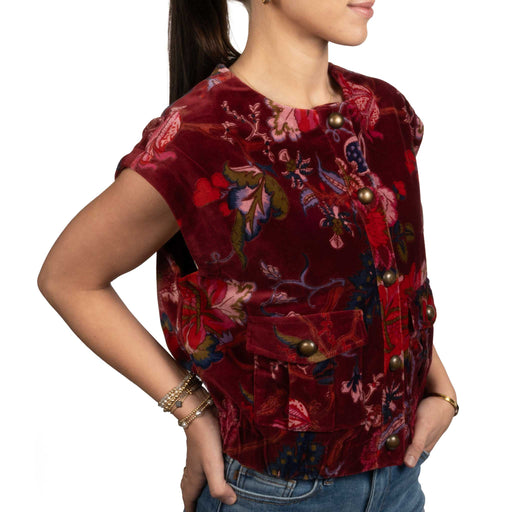 Ivy Jane Floral Velveteen Wine Vest WOMEN - Clothing - Outerwear - Vests Ivy Jane