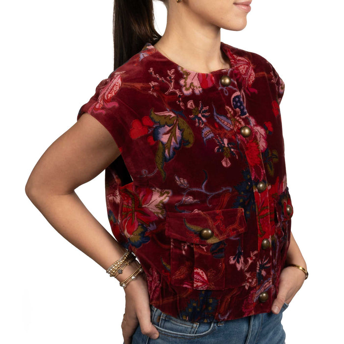 Ivy Jane Floral Velveteen Wine Vest WOMEN - Clothing - Outerwear - Vests Ivy Jane