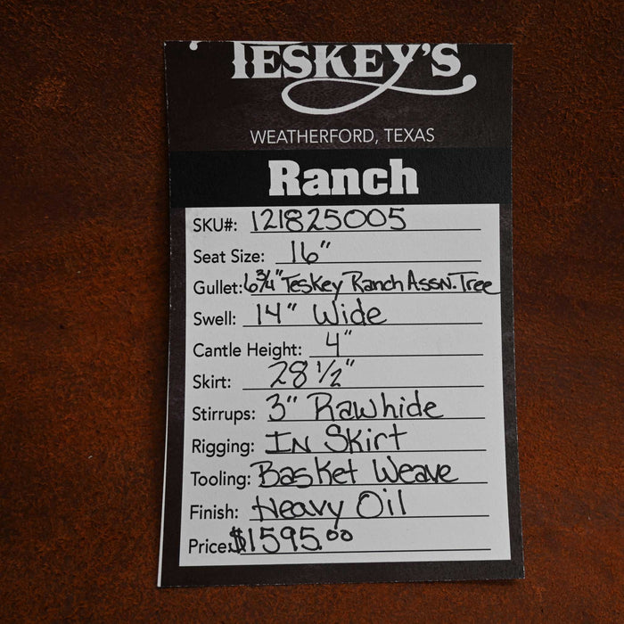 16" TESKEY'S RANCH ASSOCIATION SADDLE