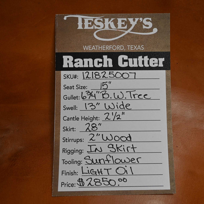 15" TESKEY'S PRO CUTTER RANCH CUTTER SADDLE