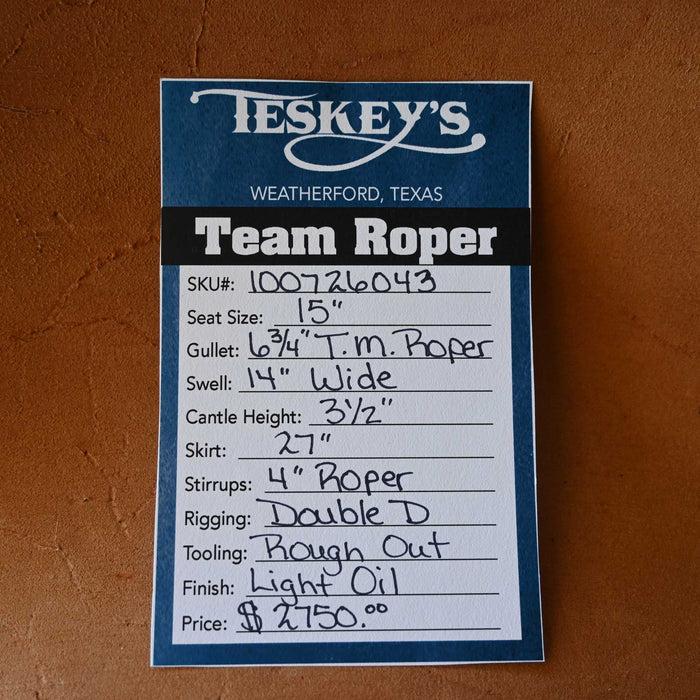 15" TESKEY'S TEAM ROPING SADDLE