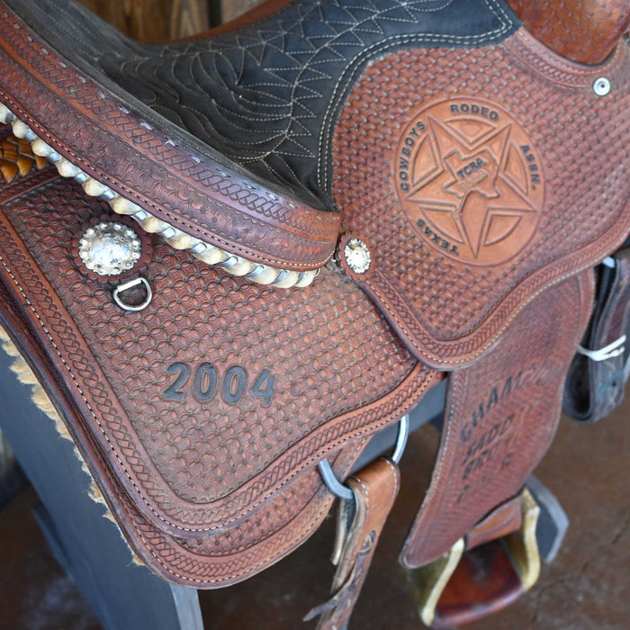 14.5" USED TOD SLONE TEAM ROPING TROPHY SADDLE