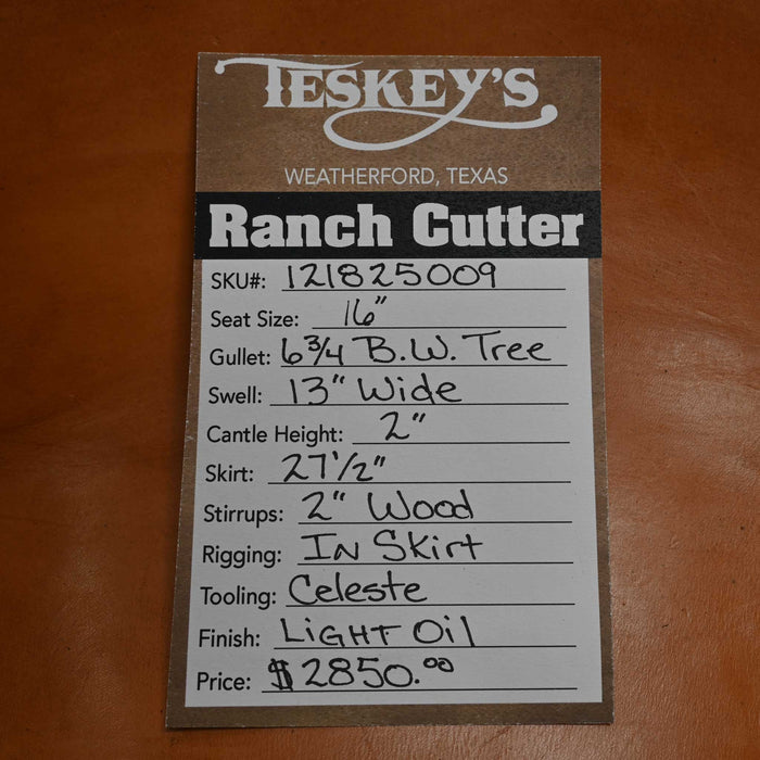 16" TESKEY'S PRO CUTTER RANCH CUTTER SADDLE