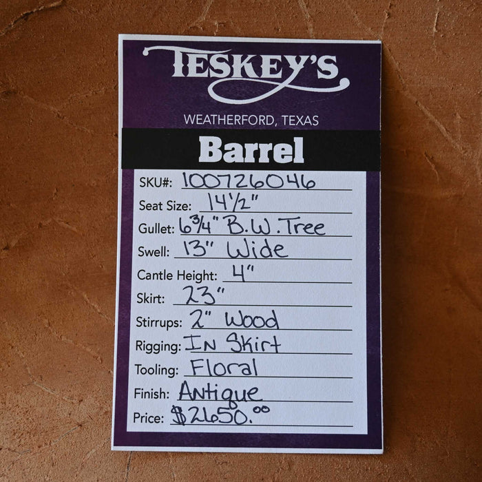 14.5" TESKEY'S BARREL SADDLE