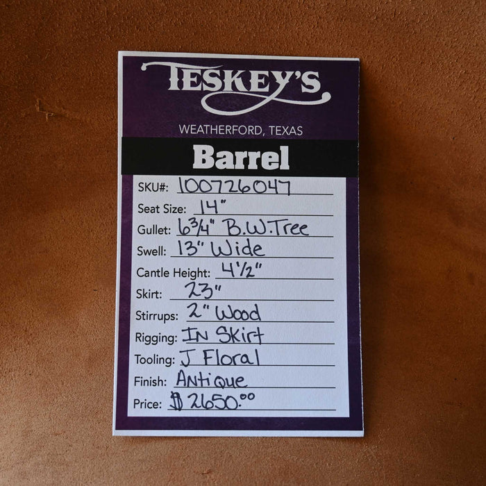 14" TESKEY'S BARREL SADDLE