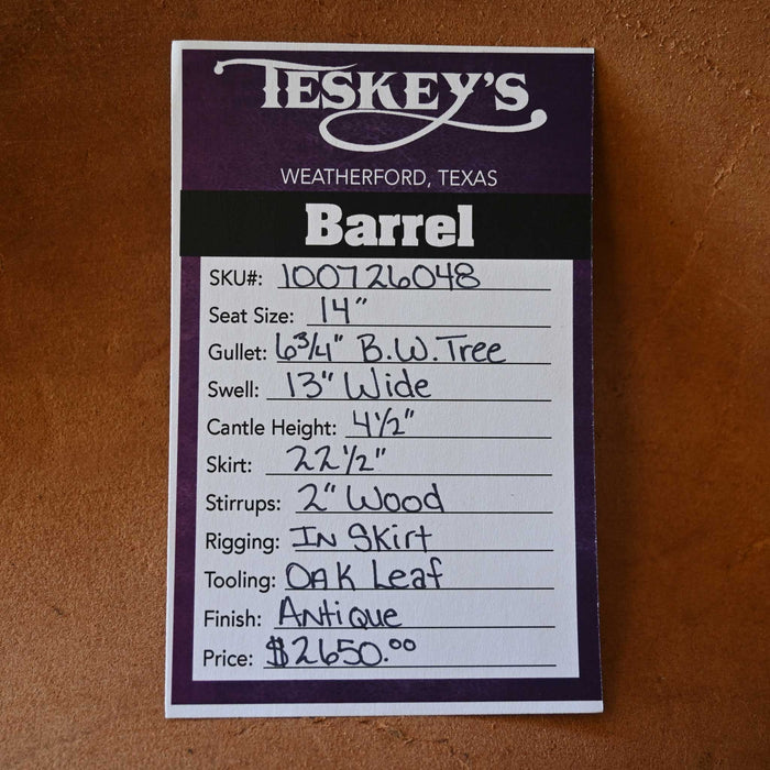 14" TESKEY'S BARREL SADDLE