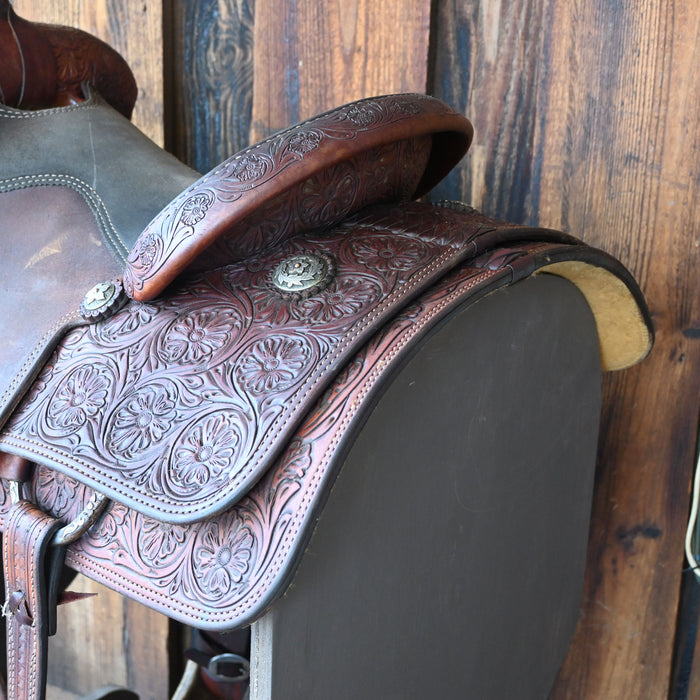 14" USED CACTUS TREVOR BRAZILE RELENTLESS CALF ROPING SADDLE