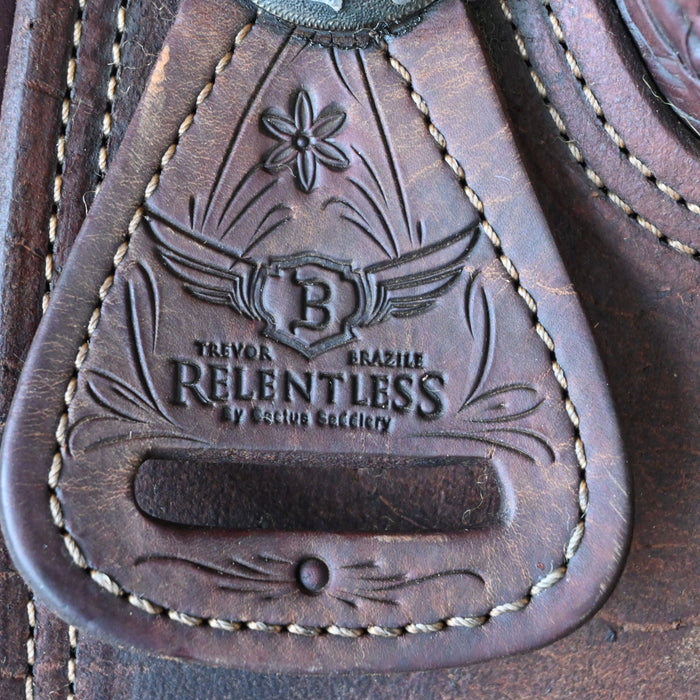 14" USED CACTUS TREVOR BRAZILE RELENTLESS CALF ROPING SADDLE