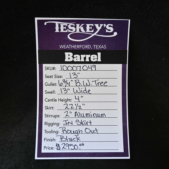 13" TESKEY'S BARREL SADDLE