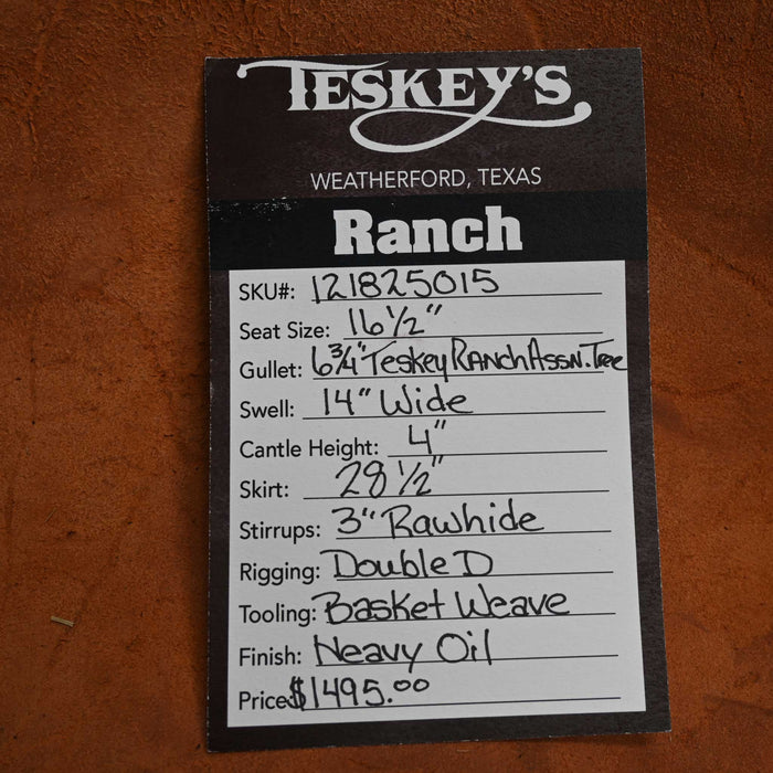 16.5" TESKEY'S RANCH ASSOCIATION SADDLE