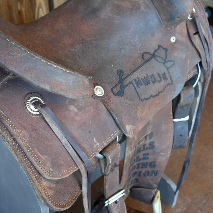 15" USED SHERIDAN TEAM ROPING TROPHY SADDLE