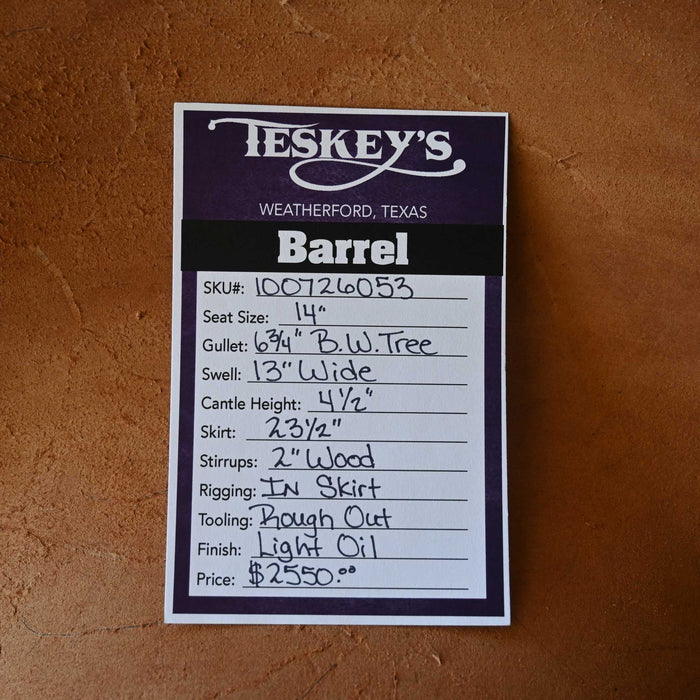 14" TESKEY'S BARREL SADDLE