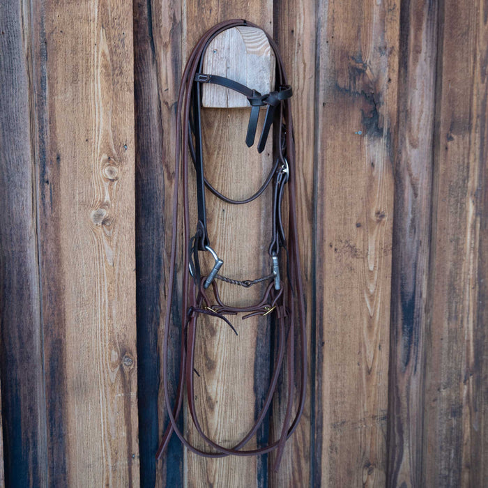 Cow Horse Supply D-Ring Twisted Wire Snaffle Bridle Rig w/All New Leather
