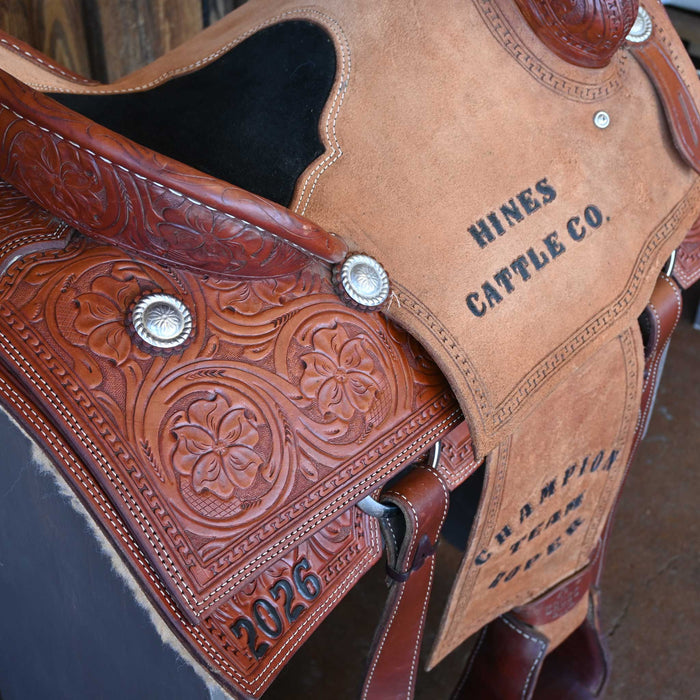 15" USED CROSS TEAM ROPING TROPHY SADDLE
