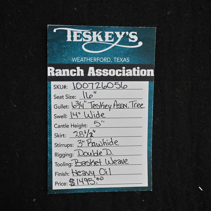 16" TESKEY'S RANCH ASSOCIATION SADDLE