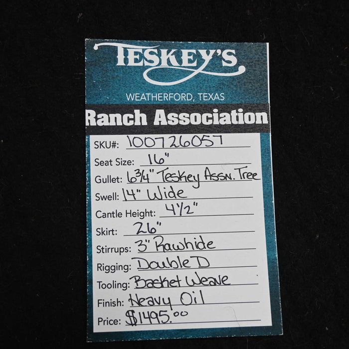 16" TESKEY'S RANCH ASSOCIATION SADDLE