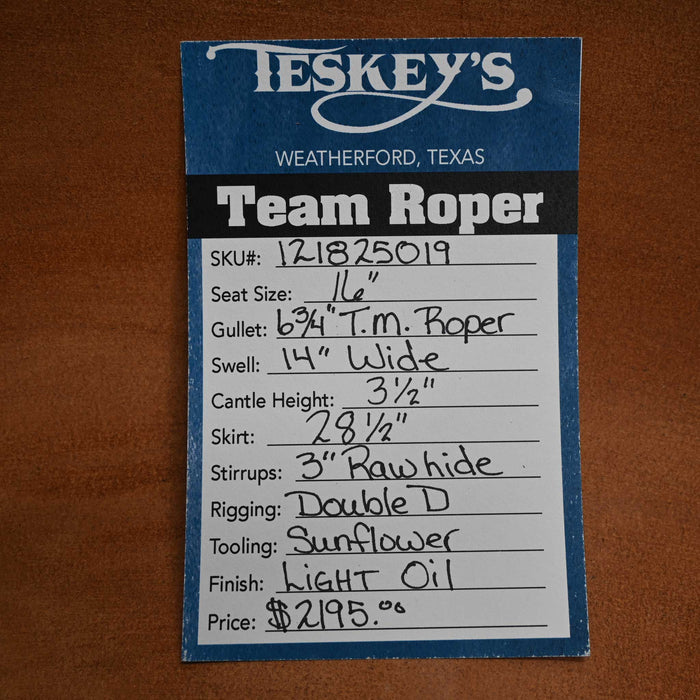 16" TESKEY'S TEAM ROPING SADDLE
