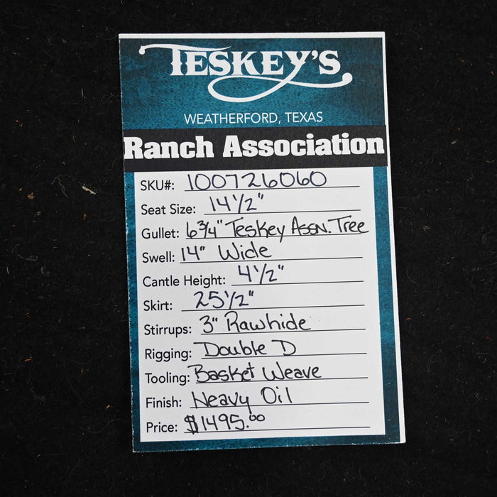 14.5" TESKEY'S RANCH ASSOCIATION SADDLE