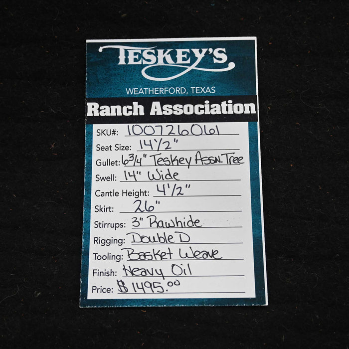 14.5" TESKEY'S RANCH ASSOCIATION SADDLE