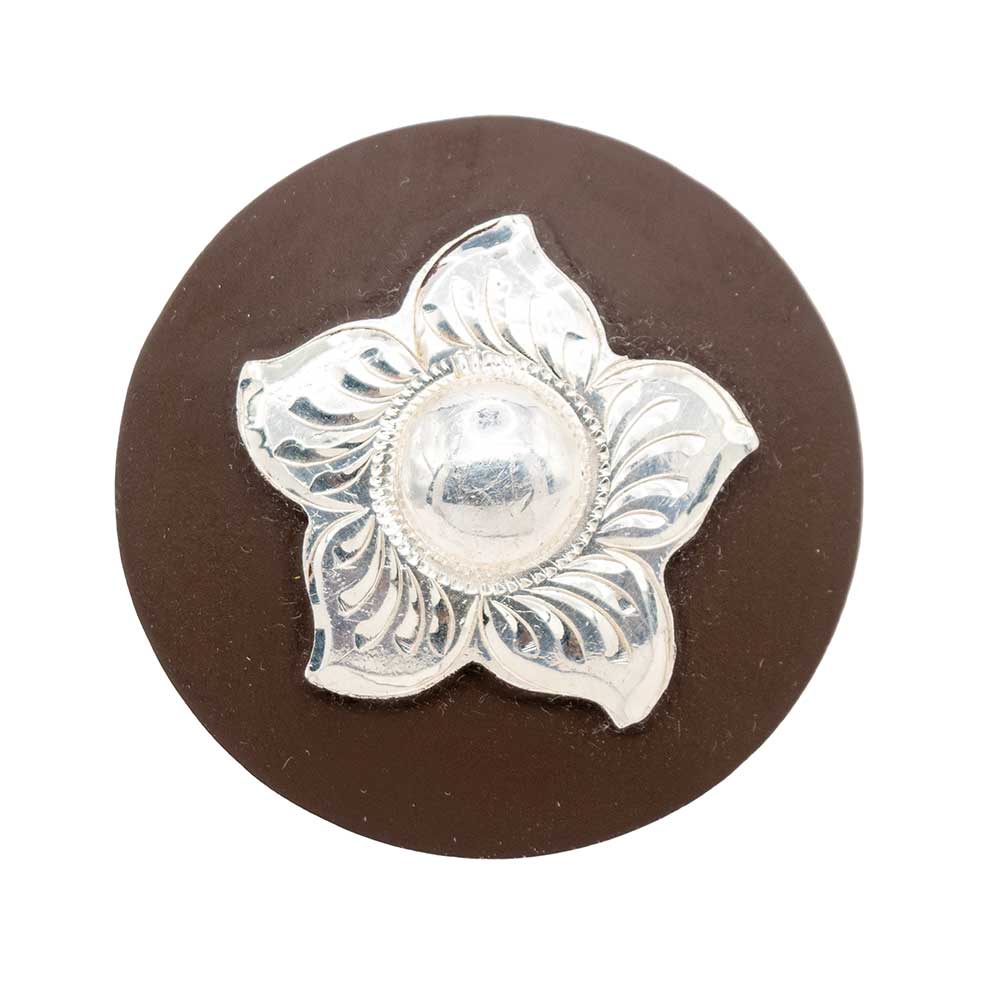 Matte Screw Back Concho with Silver Flower Tack - Conchos & Hardware MISC