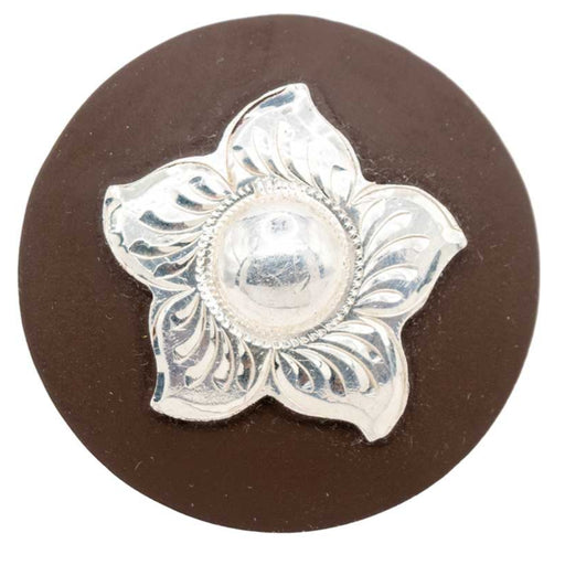 Matte Screw Back Concho with Silver Flower Tack - Conchos & Hardware MISC