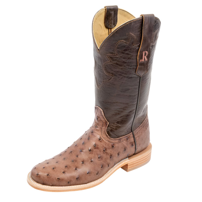 R. Watson Men's Tobacco Full Quill Ostrich Roper Round Toe - FINAL SALE MEN - Footwear - Exotic Western Boots R Watson