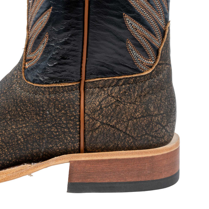 Anderson Bean Men's Square Toe Tan Safari Cape Buffalo Black Western Boot MEN - Footwear - Exotic Western Boots Anderson Bean Boot Co.