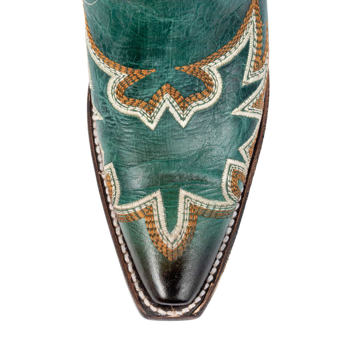 Circle G Aqua Embroidery Zipper Ankle Boot