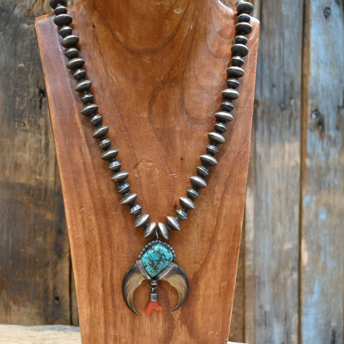 1940's - 50's Sterling Silver & Bear Claw Necklace