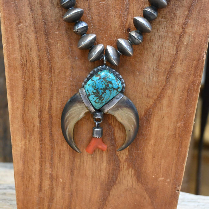 1940's - 50's Sterling Silver & Bear Claw Necklace
