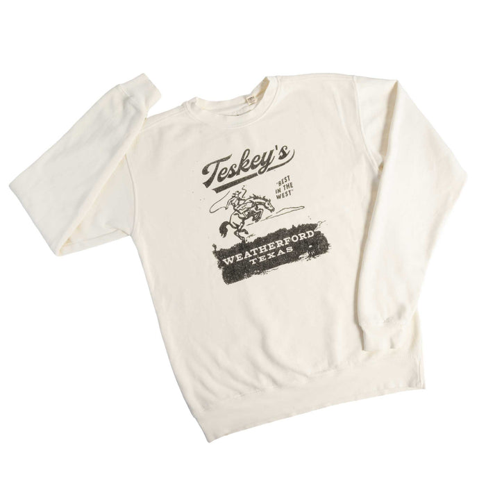 Teskey's Bronco Ivory Fleece Crew Sweatshirt