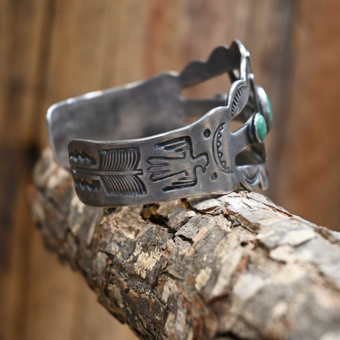 1960's Thurnderbird Sterling Silver & Turquoise Cuff