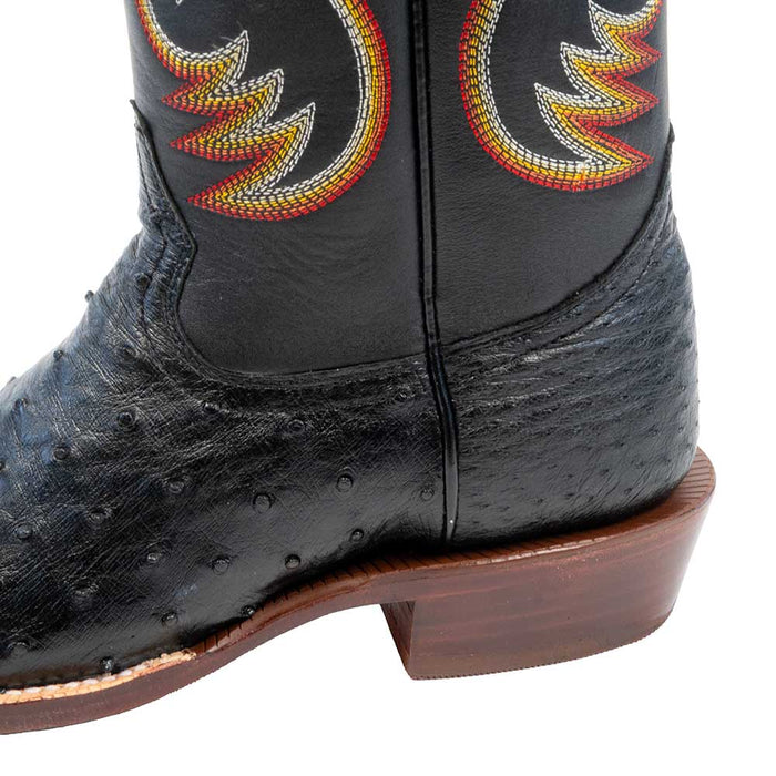 R. Watson Men's Black FQ OSTRICH Round Toe - FINAL SALE MEN - Footwear - Exotic Western Boots R Watson