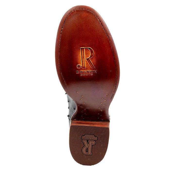 R. Watson Men's Black FQ OSTRICH Round Toe - FINAL SALE MEN - Footwear - Exotic Western Boots R Watson