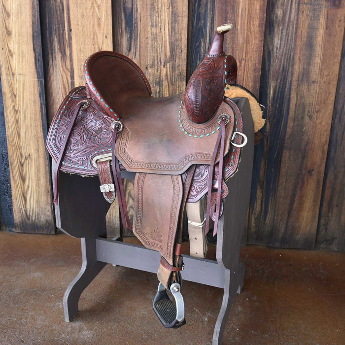 14" USED MARTHA JOSEY CIRCLE Y BARREL SADDLE