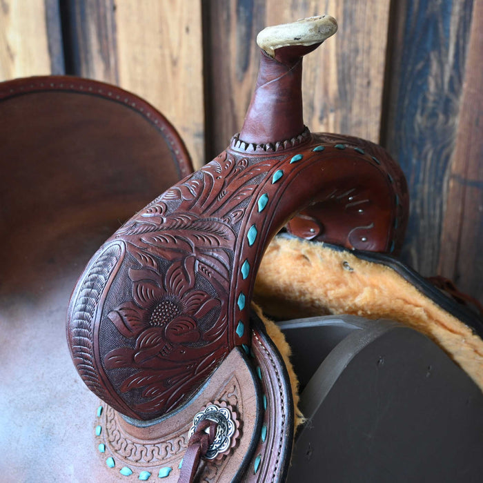 14" USED MARTHA JOSEY CIRCLE Y BARREL SADDLE