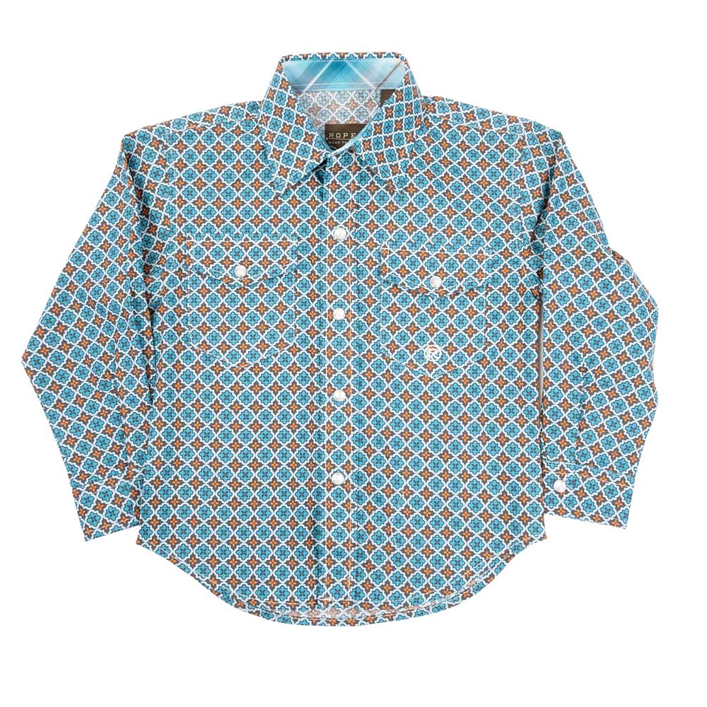 Roper Boy's Tile Foulard Snap Shirt KIDS - Boys - Clothing - Shirts - Long Sleeve Shirts Roper Apparel & Footwear