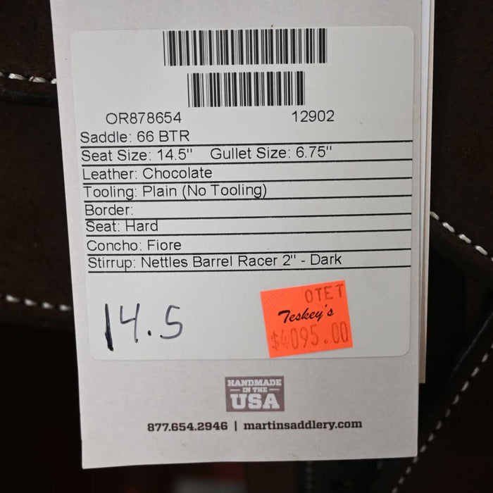 14.5" MARTIN BTR BARREL SADDLE Saddles - New Martin Saddlery