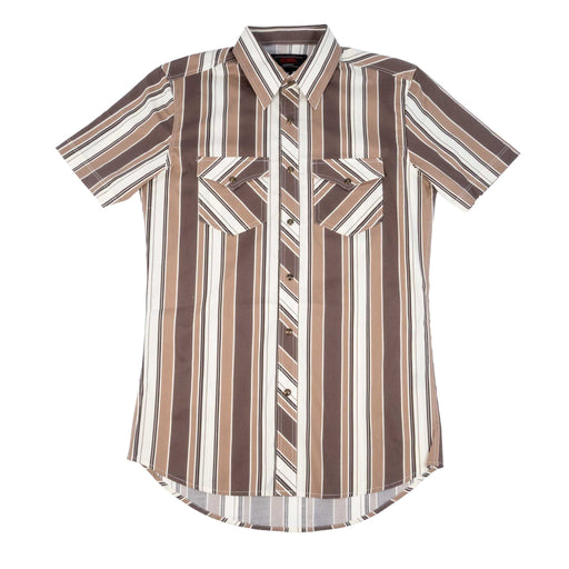 Rock & Roll Denim Men's Brown Stripe Snap Shirt MEN - Clothing - Shirts - Short Sleeve Panhandle